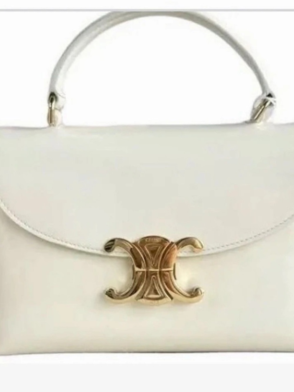 Celine White Top Handle Shoulder Bag
